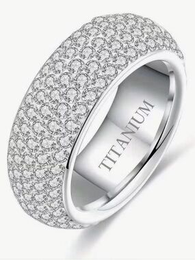 Titanium Crystal Pavé Band in Silver